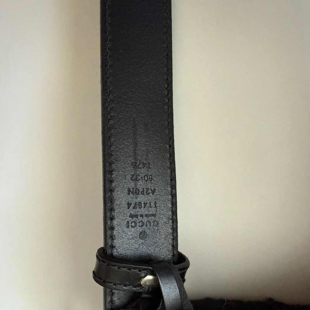 Gucci GG interlocking black leather belt unisex size 80/32 authentic with COA - Picture 6 of 6